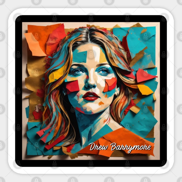 Drew Barrymore // Paper Art Sticker by Otmr Draws